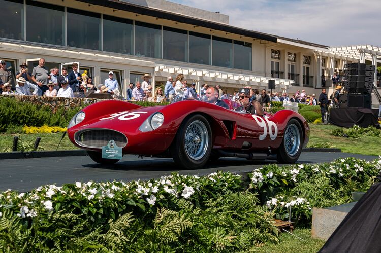 A red classic Ferrari from 1957. 