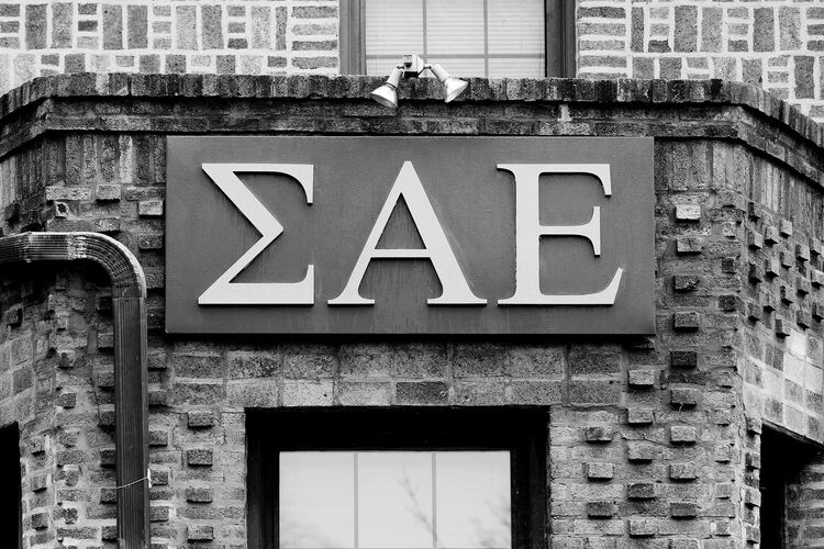 An exterior view of the Sigma Alpha Epsilon fraternity house on the campus of Northwestern University in Evanston, Ill.
