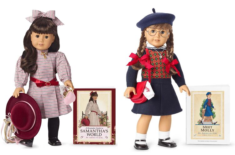 Samantha Parkington, left, and Molly McIntire, two of American Girl’s original historical dolls.