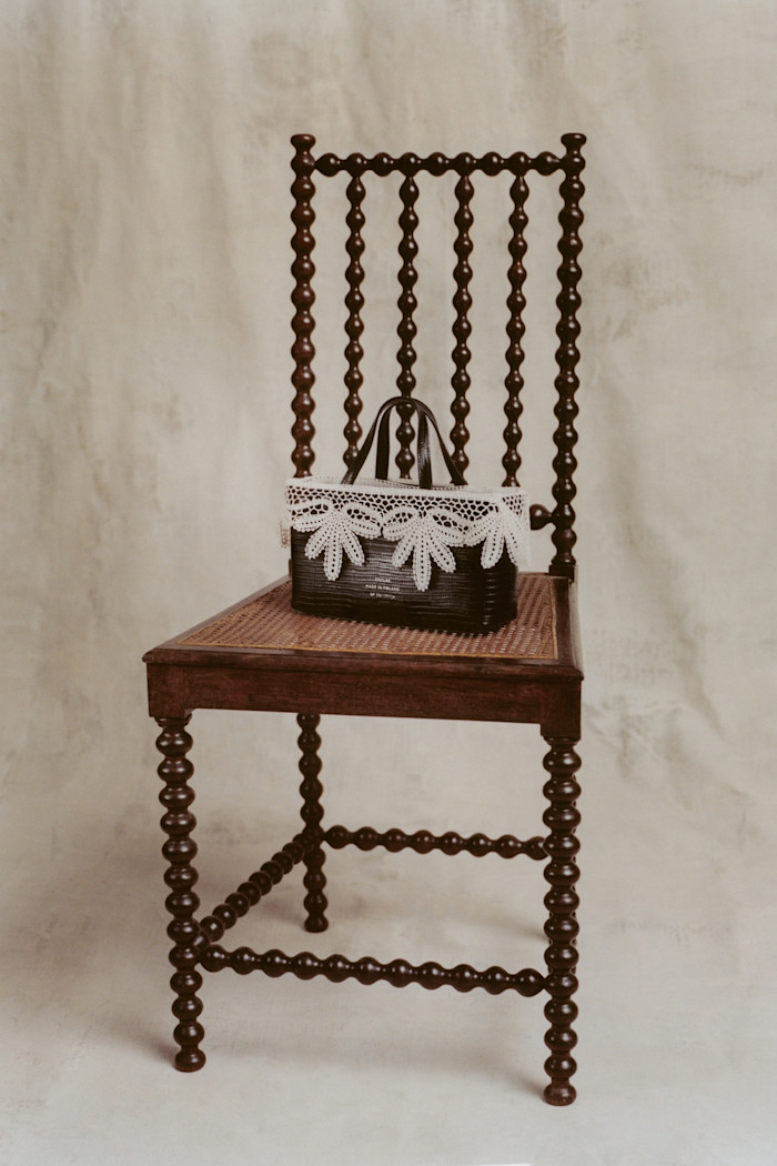 Chylak Heritage leather handbag with lace overlay, £650, from the Bobowa Lace collection