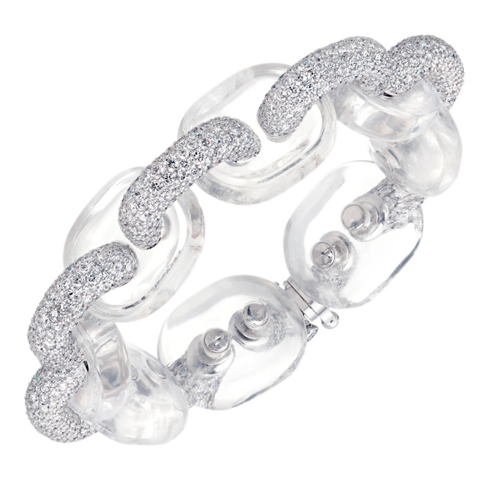 Nikos Koulis white-gold, diamond and rock crystal Whisper bracelet