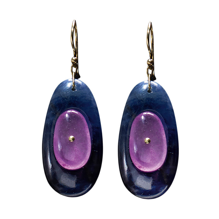 Ten Thousand Things gold, Madagascar sapphire and sugilite Button earrings