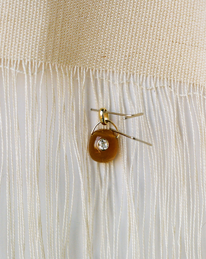 J Hannah gold, honey carnelian and diamond Gem Drop pendant, $1,850
