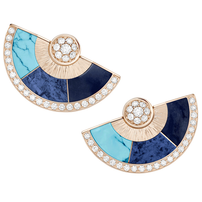 Piaget rose-gold, diamond, turquoise, sodalite and dumortierite Possession Vibrant Palace earrings