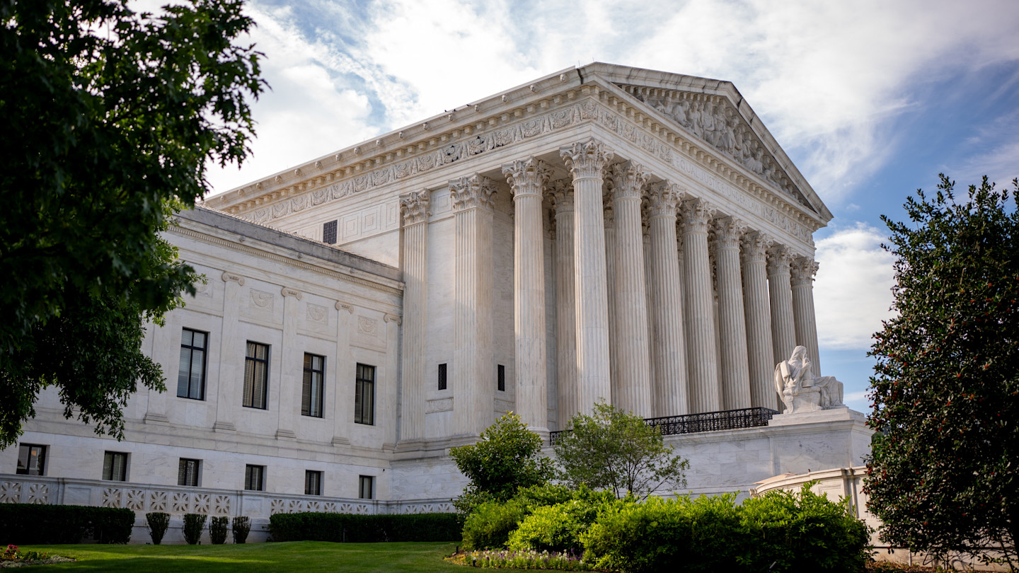 An exterior view of the Supreme Court in Washington, DC.