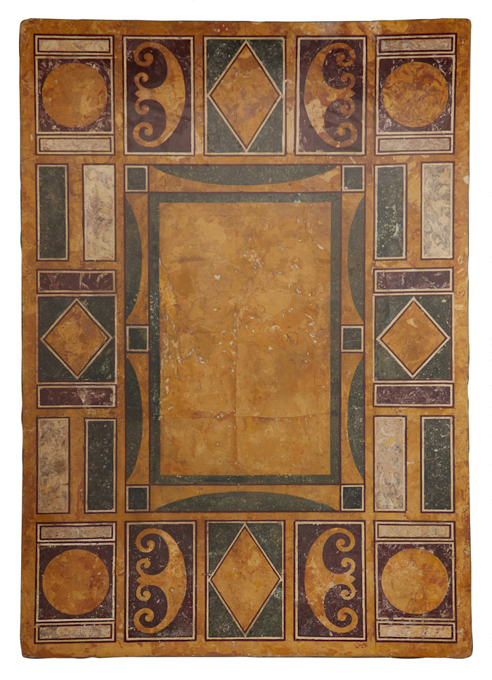 Rectangular stone tabletop with an ornate geometric pattern