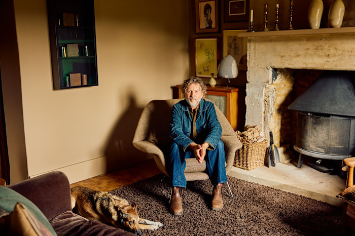 Pearson with one of his dogs, Wilf