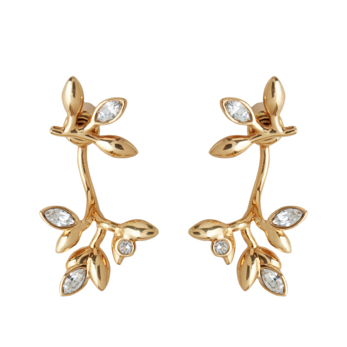 Mulberry brass and crystal Mulberry Leaf earrings, £225