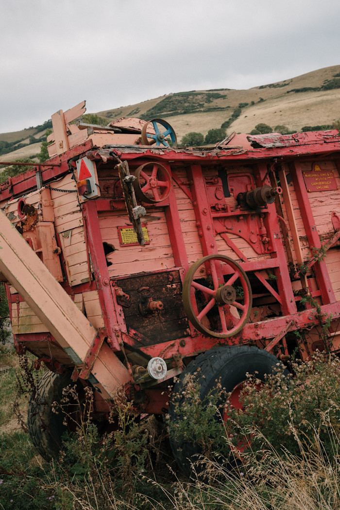 The threshing machine on the farm