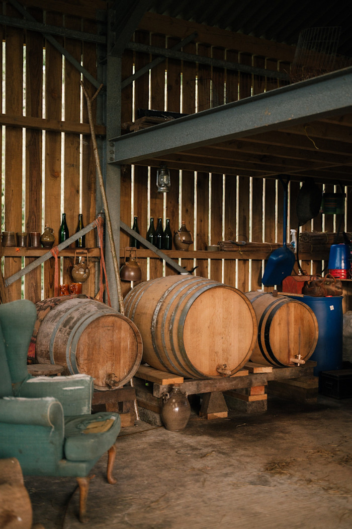 Cider barrels on Seal’s farm