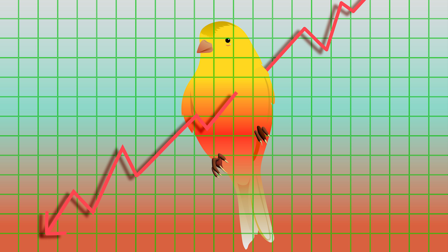 An illustration of a graph with a stylised canary