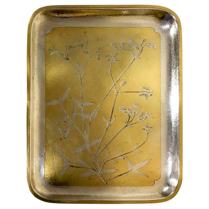 Christofle antique gilt and silvered Empreinte tray, €2,450