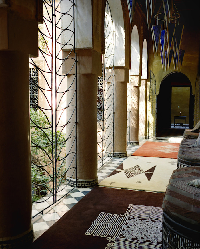Rugs from Beni Rugs’s The Chelsea Collection: (from left) Cloister, £9,589, Leaf Fall and Facet, both £6,472