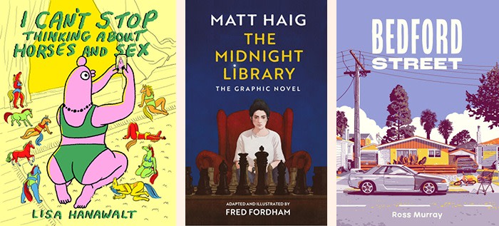 A row of three book covers.