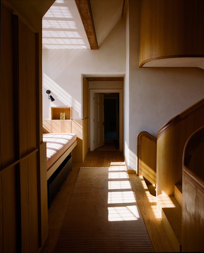The oak staircase designed by Richard Parr Associates