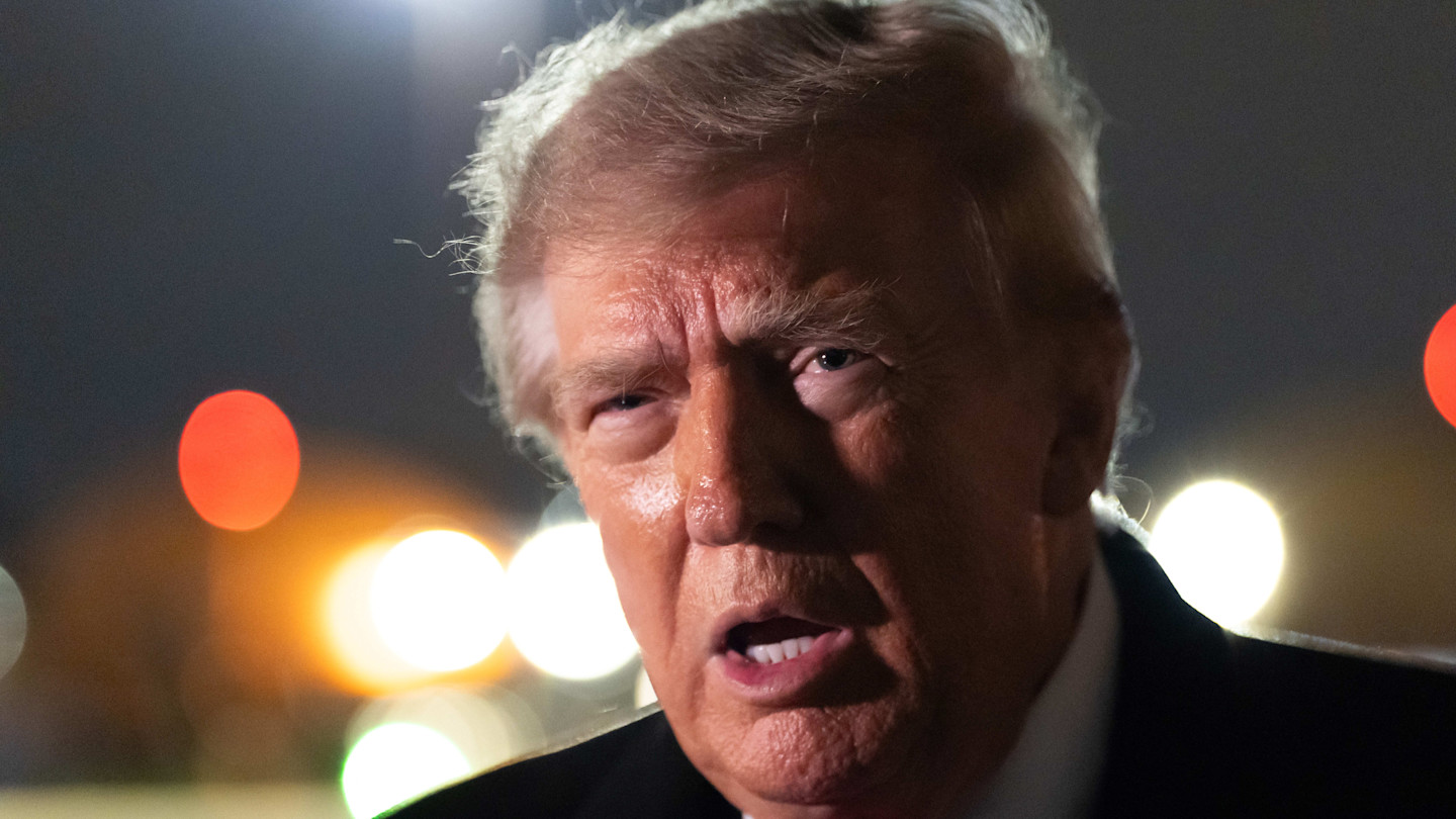 Donald Trump speaks at Joint Base Andrews in Maryland on Saturday