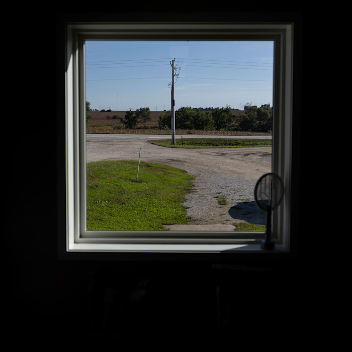 View of rural landscape from Key Cooperative window in Kelly, Iowa