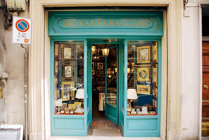 The shop façade on Borgo Ognissanti, Florence
