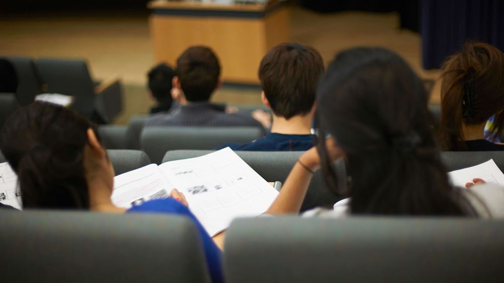 Students at a university lecture